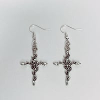 Image 2 of Deadly Rose Cross Earrings 