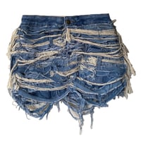 Image 1 of Distressed denim mini skirt