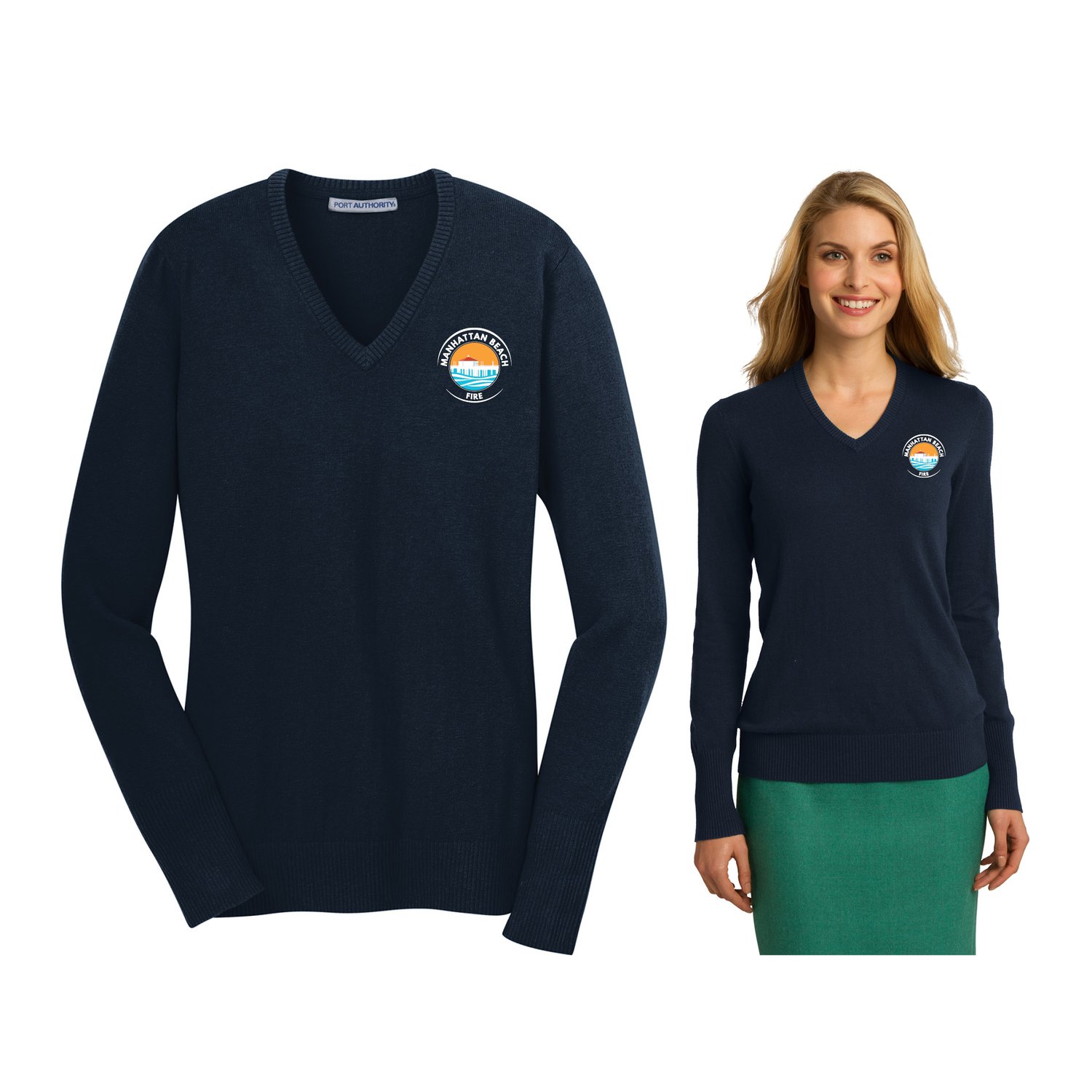 Image of LADIES V-NECK SWEATER- FIRE