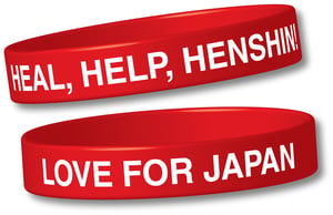 Image of Heal, Help, Henshin! // Love For Japan Wristband [Red]