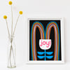 Joy! Happy Rainbow and Flower Art Print