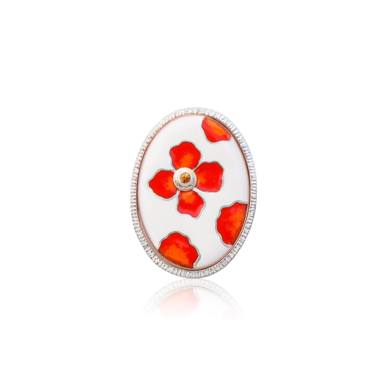 Image of california poppy cloissone ring