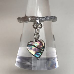 Abalone Heart Dangle Ring | Custom Size