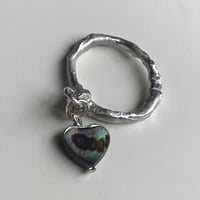Image 3 of Abalone Heart Dangle Ring | Custom Size