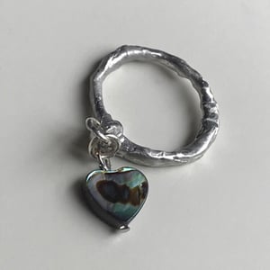 Abalone Heart Dangle Ring | Custom Size