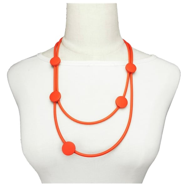 Image of Short Red Rubber Neclace