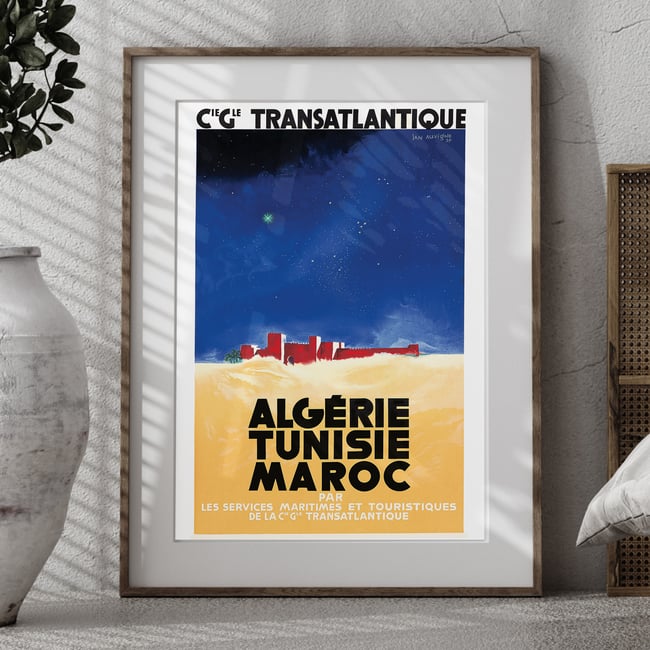 Cie Gle Transatlantique Algerie  Tunisie  Maroc | Jean Auvigne | 1934 | Wall Art Print | Home Decor