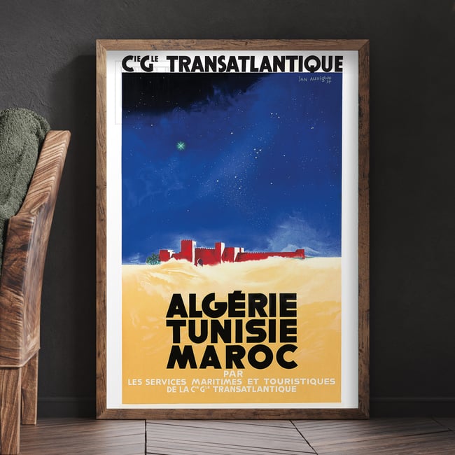 Cie Gle Transatlantique Algerie  Tunisie  Maroc | Jean Auvigne | 1934 | Wall Art Print | Home Decor