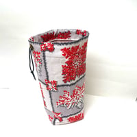 Image 5 of Grey Red Sprig Barkcloth Knitting Bag