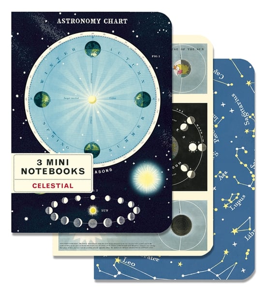 Image of Celestial Print Mini Notebook Trio - Cavallini Collection