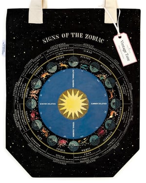 Image of Zodiac Print Heavyweight Cotton Tote Bag - Cavallini Collection
