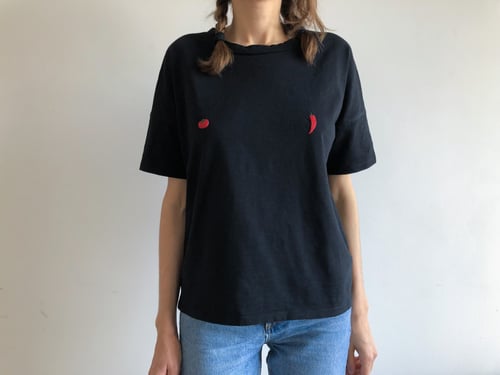 Image of Paprika tomato sample t-shirt - hand embroidered // organic cotton // size Medium, oversized
