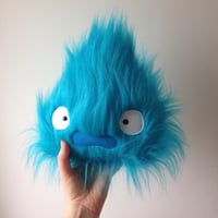 Image 1 of medium "Howls heart" blue calcifer plushie - howls moving castle - made to order