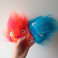 Image 4 of small "Howls heart" blue calcifer plushie - howls moving castle - made to order