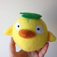 Image 2 of small ootori-Sama bird plushie with towel or leaf - spirited away - made to order