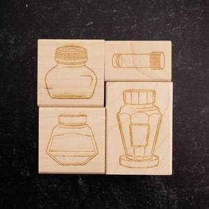 Ink Bottle Mini Rubber Stamp Set (Set of 4)