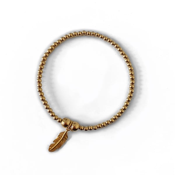 Image of Gold Feather Charm Bracelet
