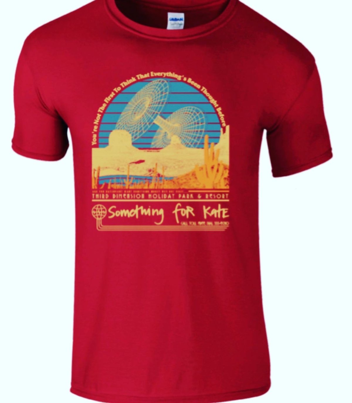 Image of Something for Kate - Third Dimension Holiday Park tee on red