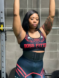 Image 1 of BOSSFITTED Black and Red AOP Sports Bra