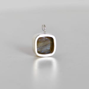 Image of Labradorite Moonstone cushion cut silver necklace