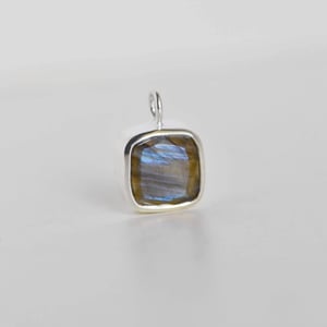 Image of Labradorite Moonstone cushion cut silver necklace