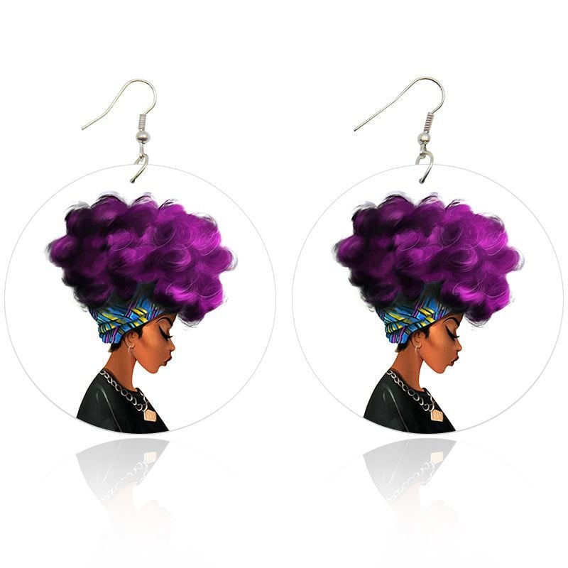 Image of Purple Afro Earrings