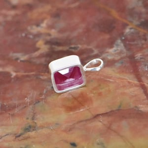 Image of Bo Rai Pink Ruby square cut silver necklace
