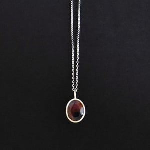 Image of Pinkish Sapphire oval cut silver necklace no.2