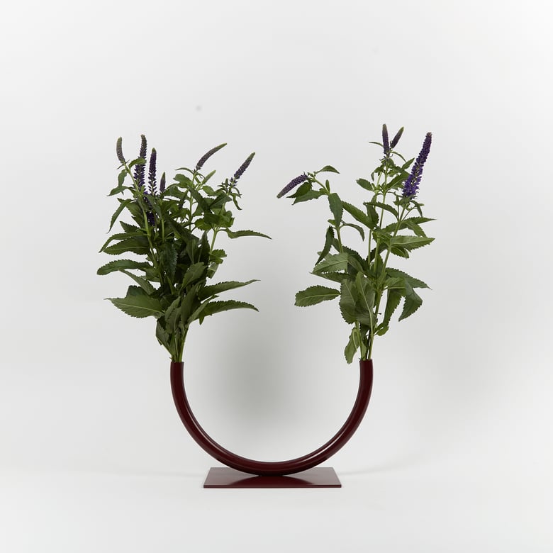 Image of Small Glass Half Full Vase - Merlot