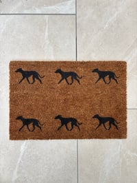Image 1 of Trotting Sighthounds Door Mat - Black