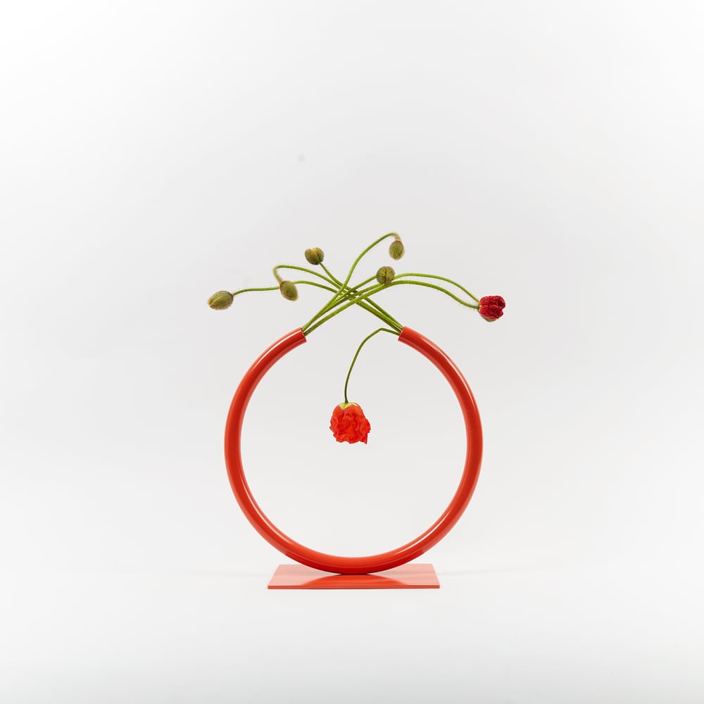 Image of Small Almost a Circle Vase - Sharp Red