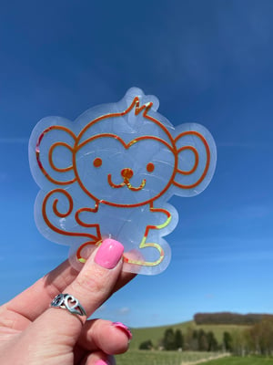 Image of Dora the Monkey Suncatcher Sticker | Suncatcher Window Decal | Rainbow Window Suncatcher