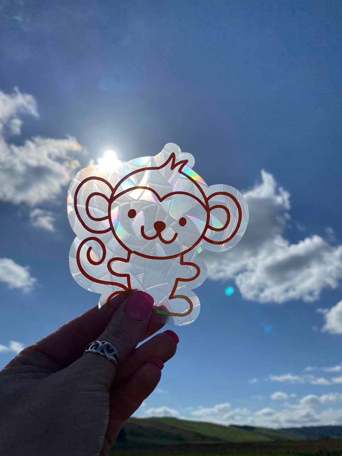 Image of Dora the Monkey Suncatcher Sticker | Suncatcher Window Decal | Rainbow Window Suncatcher