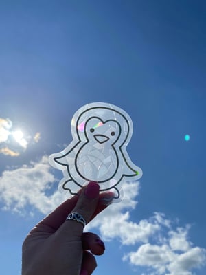 Image of Mumble the Penguin Suncatcher Sticker | Suncatcher Window Decal | Rainbow Window Suncatcher