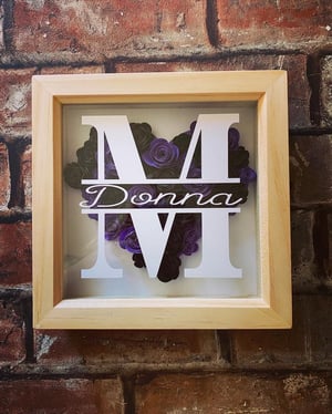 Image of Personalised Monogram Named Shadow Box Frame | Hand Crafted Paper Flower Shadow Frames