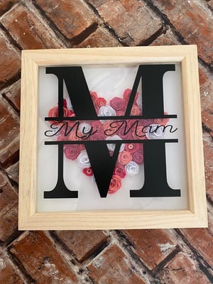 Image of Personalised Monogram Named Shadow Box Frame | Hand Crafted Paper Flower Shadow Frames