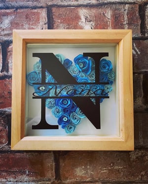 Image of Personalised Monogram Named Shadow Box Frame | Hand Crafted Paper Flower Shadow Frames