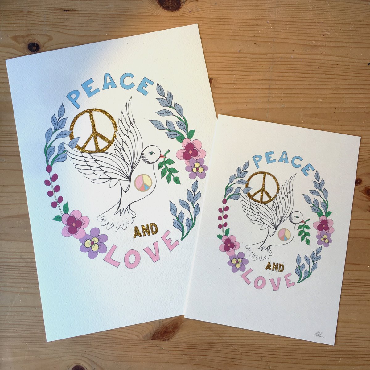 Peace Dove Hand Decorated Print 