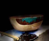 Image 2 of African Sumac Bowl with Turquoise inlay