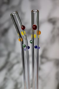 Image 2 of Set of 2 Rainbow Swirl Glass Straws