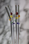 Glass Drinking Straws with Swirl Dots