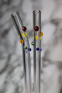 Image 1 of Glass Drinking Straws with Swirl Dots