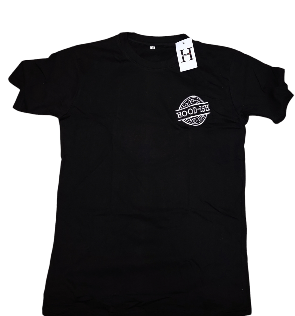 Image of BLK/WHITE EMBROIDERED TEE