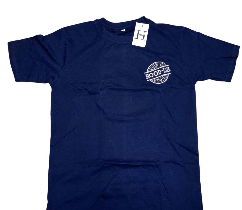Image of NAVY/WHITE EMBROIDERED TEE