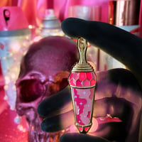 Image 2 of Live Forever Potion Vial 3D Stained Glass Pin- Now, A Warning Variant