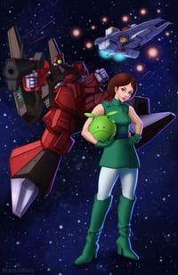 Emma Sheen with Rick Dias Mobile Suit