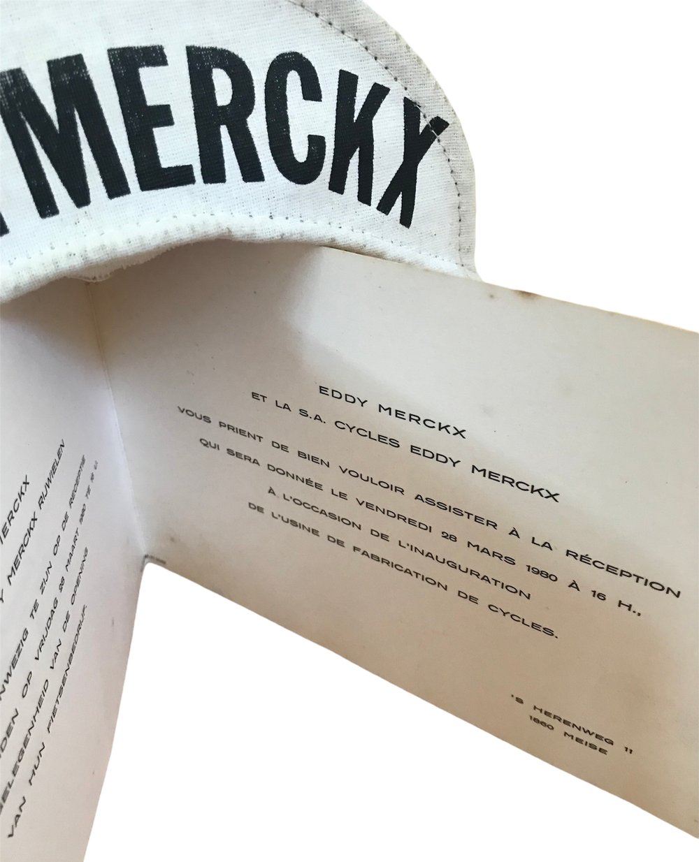 1980 ðŸ‡§ðŸ‡ª S.A. Cycles Eddy Merckx -  Invitation card for the inauguration of the factory