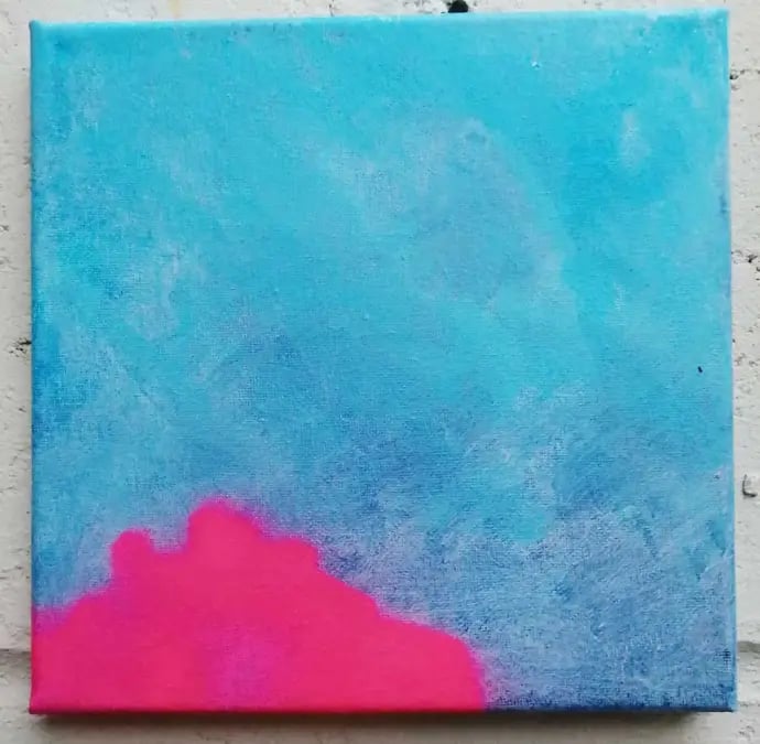 Image of Sean Worrall - “London Skyline – The National Theatre” – acrylic on canvas, 20cm x 20cm