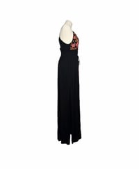 Image 3 of Forever 21 Boho Embroidered Floral Maxi Dress – Black Sleeveless Festival Dress Size Small