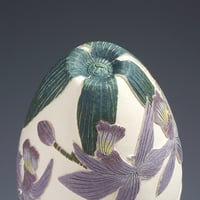 Image 5 of Ruby throated hummingbird & orchid sgraffito vessel  